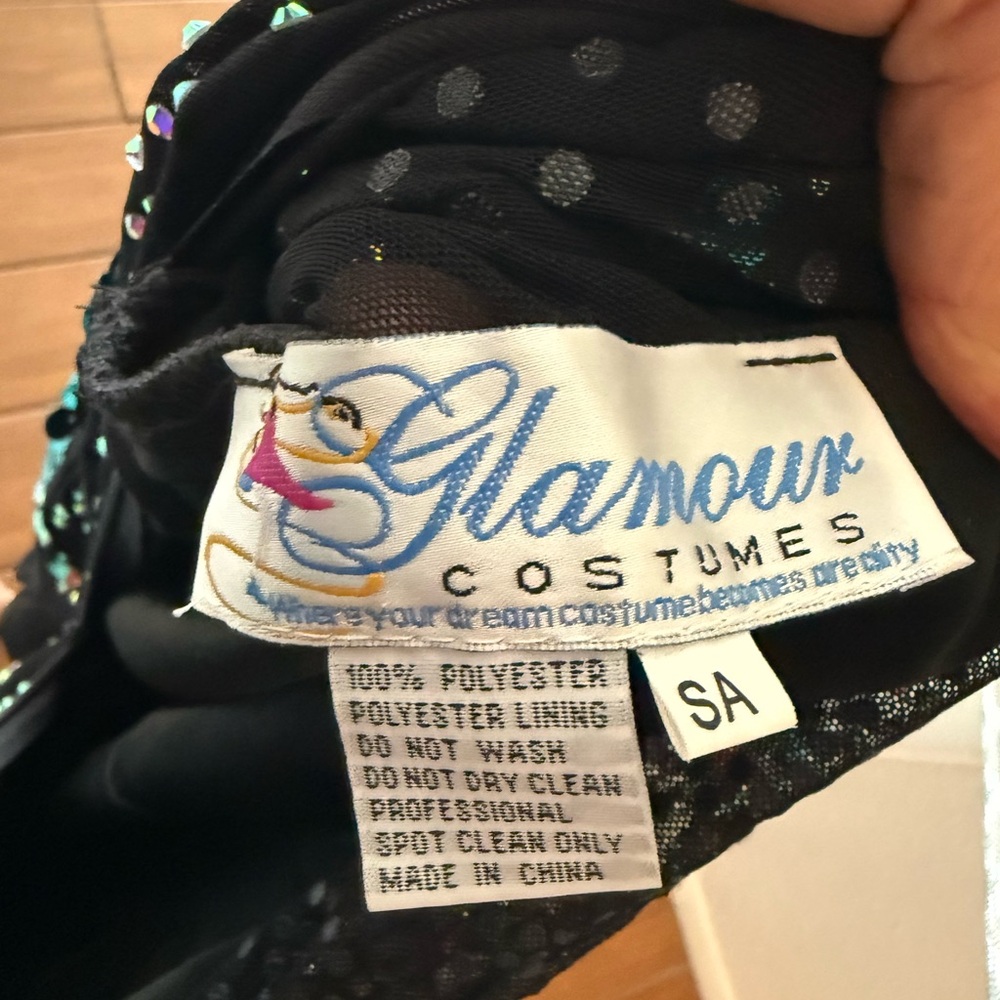 Glamour Black Jumpsuit with Teal Sequin Accents - Picture 5 of 6